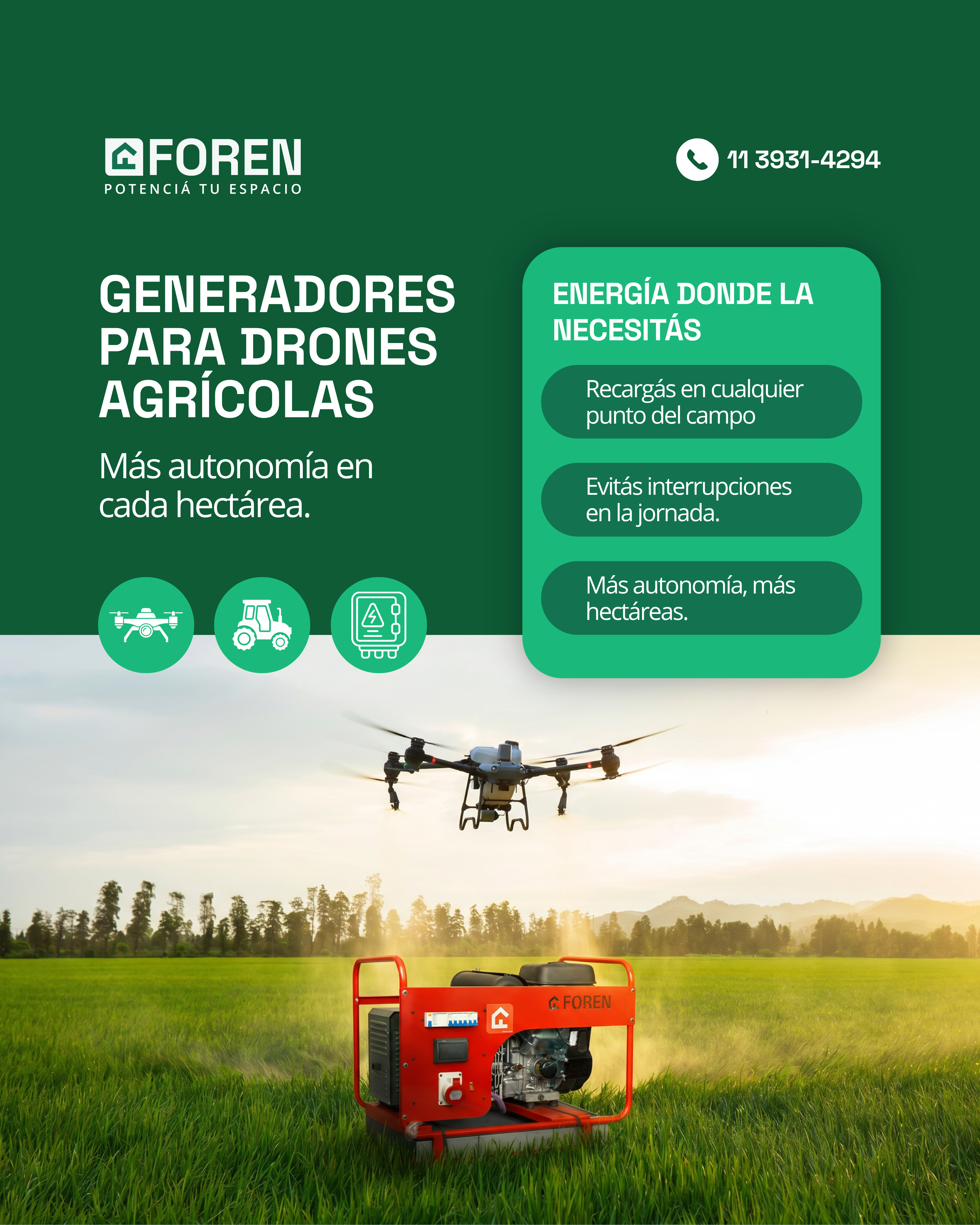 Generadores para drones agrícolas